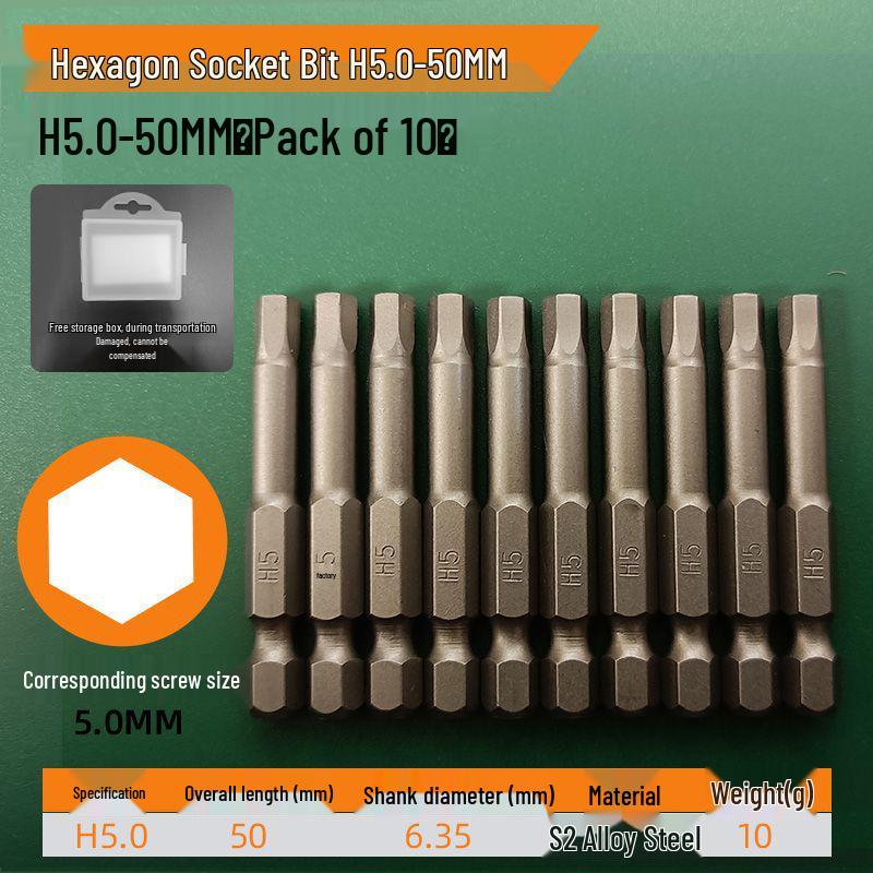 S2 Strong Magnetic Hex Socket Bit - High Strength, Shock Resistant for Hand Drills and Electric Screwdrivers
