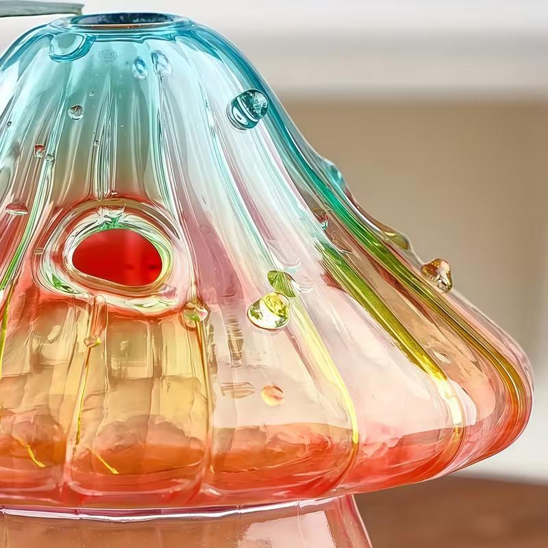 Colourful Glass Mushroom Vase For Plant Display Home Decor Table Centerpiece Hydroponic Aromatherapy Vase Desktop Art Decoration