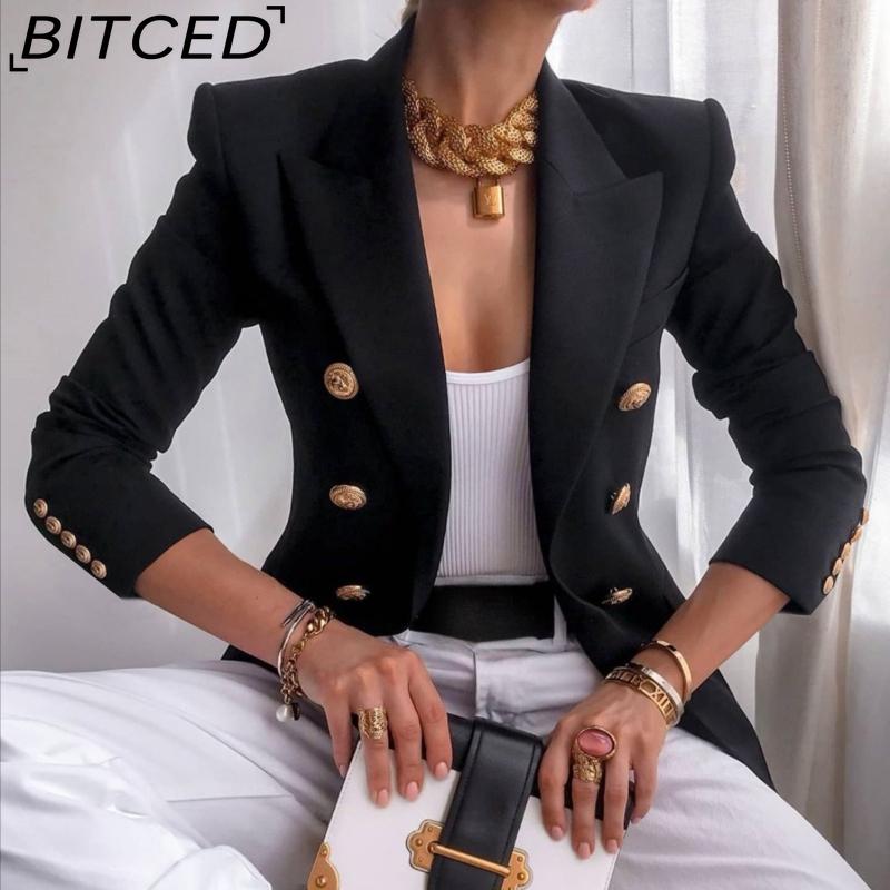 BITCED Women's Fall/Winter Solid-Color Fashionable Casual Blazer Jacket