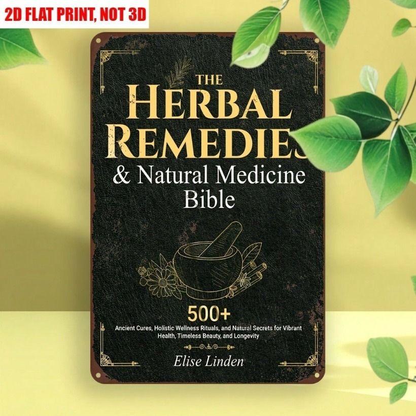 

Vintage Metal Poster Wall Art Herbal Remedies Tin Sign Kitchen Decor 12x8 Inch