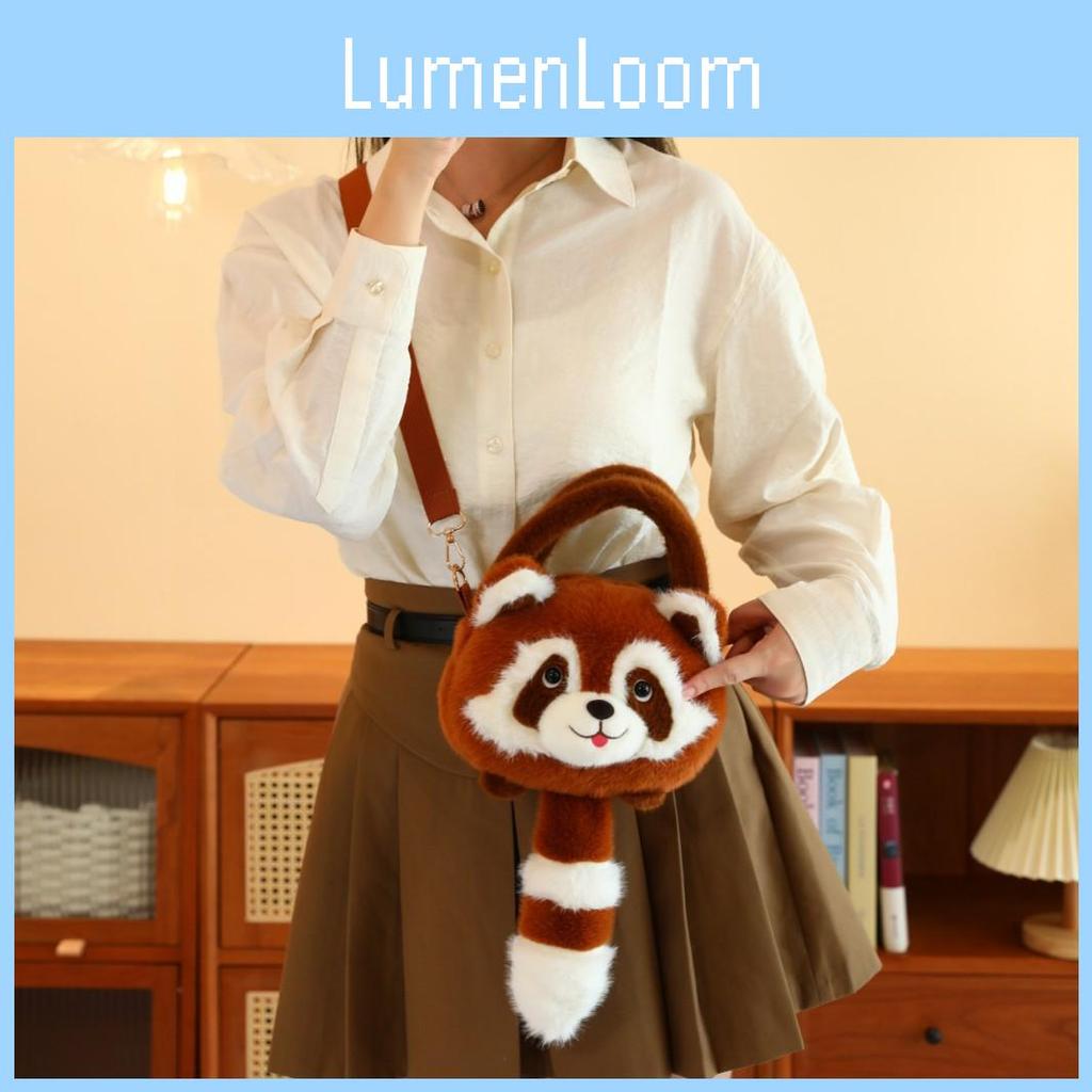 Plush Raccoon Animal Backpack Lightweight Single Shoulder Crossbody Bag Gift