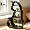 Decorative Ornament Stand Miniature Figurine Cat Storage Rack, Shaped Mini Desk Organizer Shelf Display Shelf, Multi-Tier Rack for Dollhouse