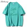 Shellsuning Funny Letter Printing T Shirts Women Summer Loose O Neck Cotton Base Tees Female Vintage Streetwear Couple Tops