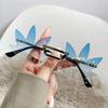 European and American new frameless funny sunglasses ball party fashion maple leaf sunglasses women's glasses trend