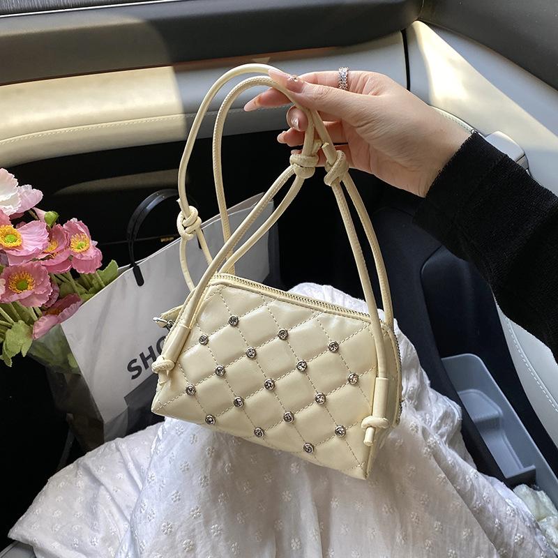 Fashion shell bag women's 2025 summer new shoulder bag fashion diamond-encrusted diamond embroidered thread messenger bag