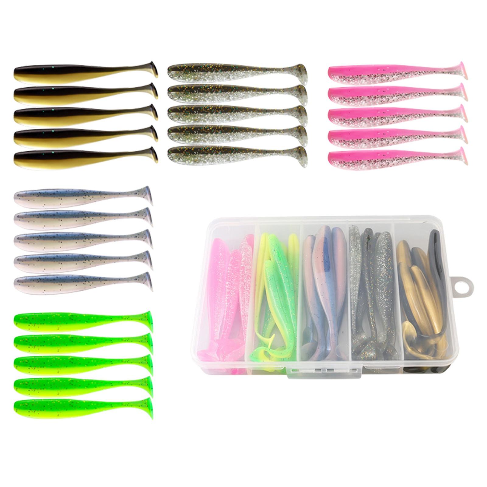 

Плавающий мягкий пластиковый мелкий рыболовный судак, размер 3,5 дюйма и 4 дюйма, несколько цветов, мягкий двухцветный Т-образный хвост с крючком для головы One Size