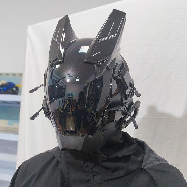 Casco Cyberpunk Cosplay Rastrellature Maschera Cool Con Luce Led Maschera Shinobi Samurai Treccine Regalo di Natale Compleanno Rastrellature Ali