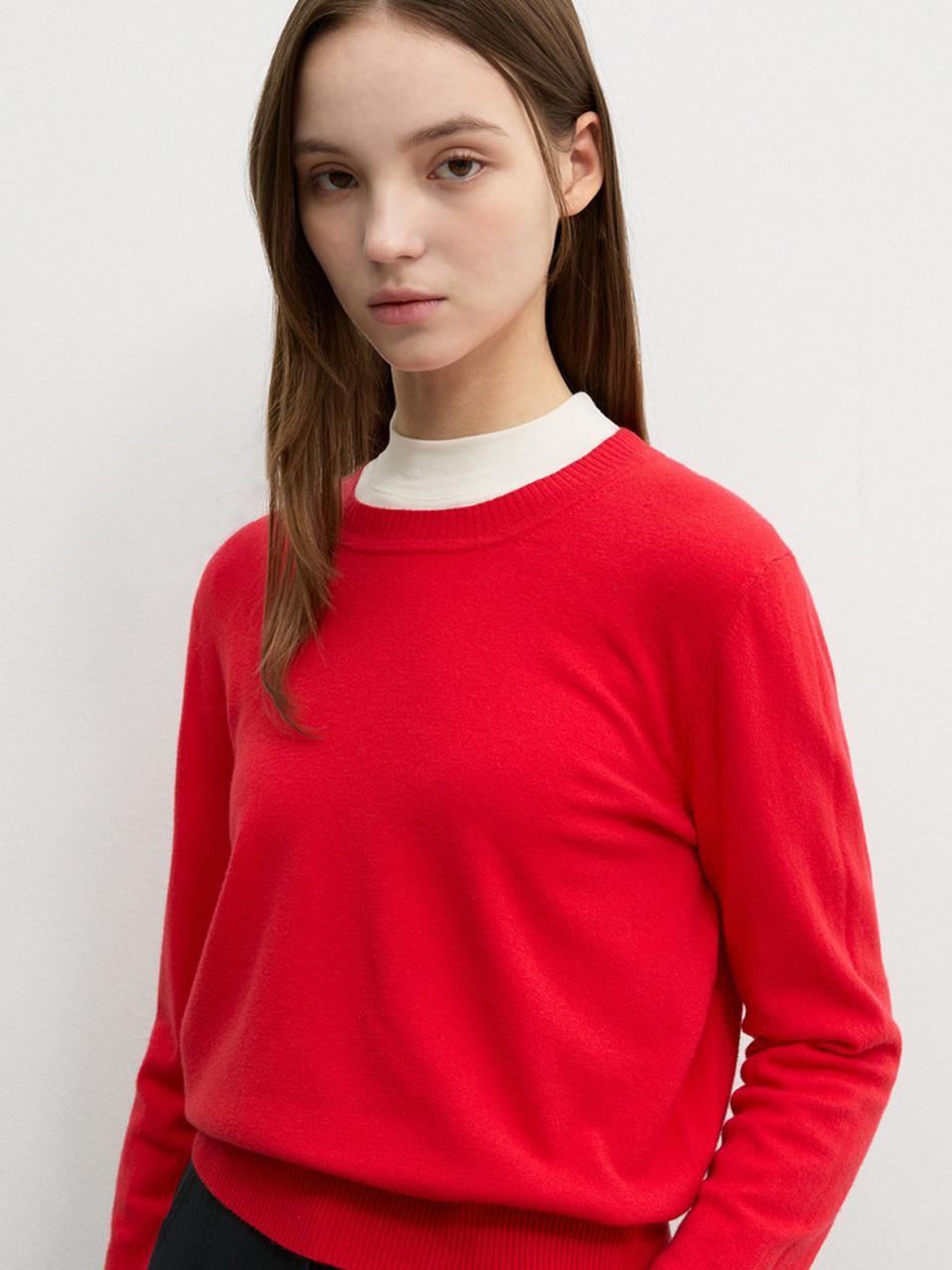 Sistina Basic Round Neck Knit_Askpop11020_Re Red/55