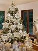 Champagne Gold Butterfly Poinsettia Glitter Flowers, 12-Piece Christmas Tree & Wreath Decoration Set
