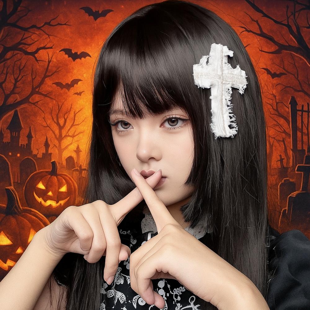 Subculture Lace Crosses Hair Clip Lolita Punk Gothic Hairpin Halloween