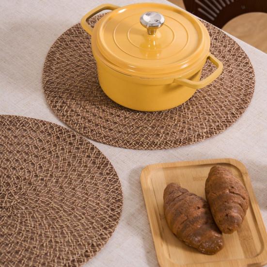 Round Boho Placemat Handwoven Heat Insulation Placemat Rustic Table Protector Mat for Home Farmhouse Weddings Baby Showers