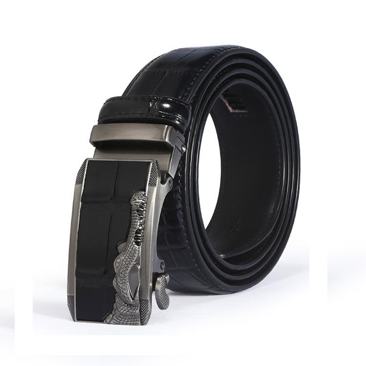 Personalized Crocodile Head Alloy Automatic Buckle Belt Men'S Green Business Tide Crocodile Pattern Belt