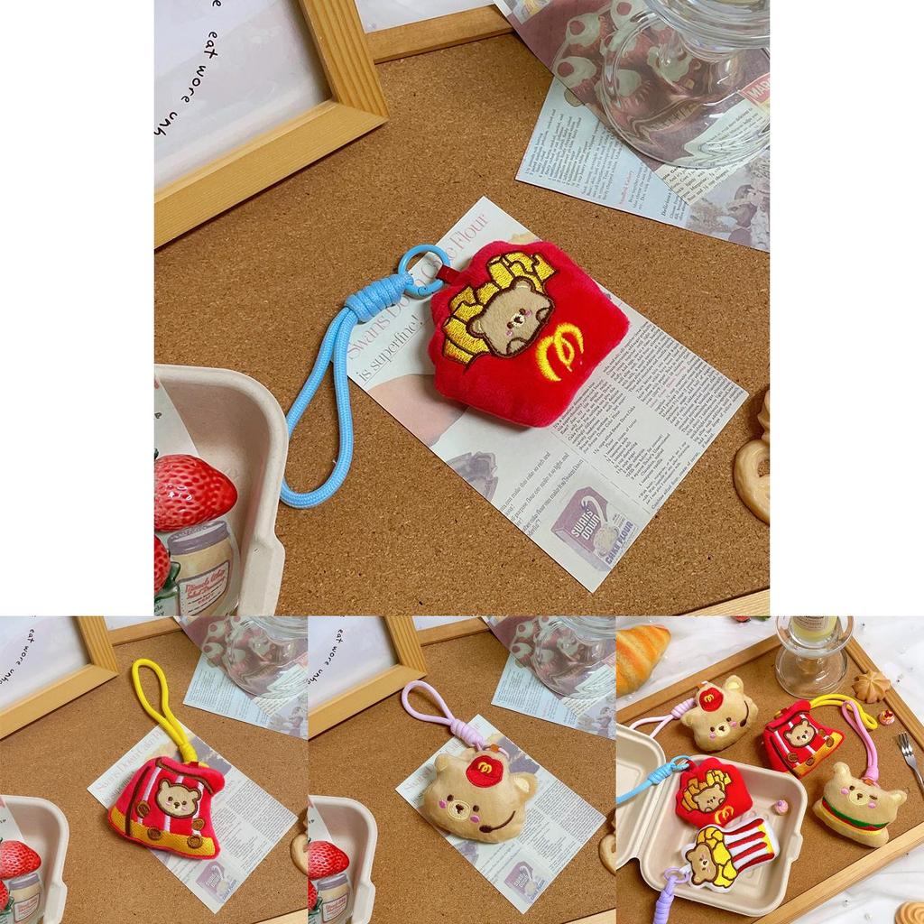 Plush Food Bear Keychain With Short Pile Fabric For Couples And Gift Giving