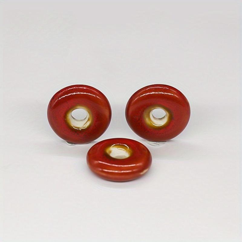 10Pz Perline in ceramica sagomate pezzo piatto rotondo cerchio collana ciondolo fai da te fiore smalto bottone della pace perle di porcellana sfuse