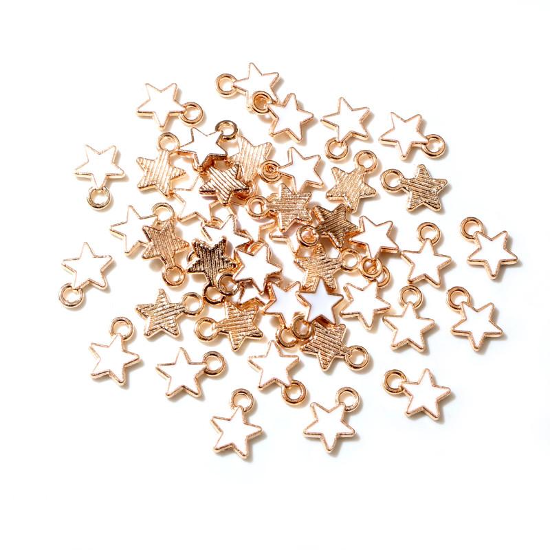 50PCS 6*8mm 9 Color Alloy Metal Drop Oil Small Stars Charms KC Gold Pendant For DIY Bracelet Necklace Jewelry Making Findings
