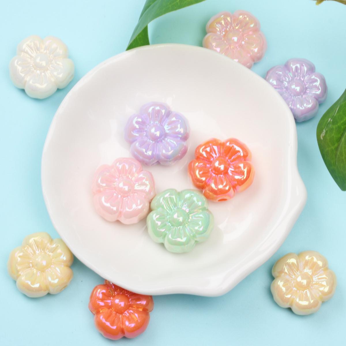 

10 шт. акриловые бусины с цветком сливы для изготовления браслетов и серег 19,5 мм DIY ювелирные аксессуары УФ-цветное покрытие