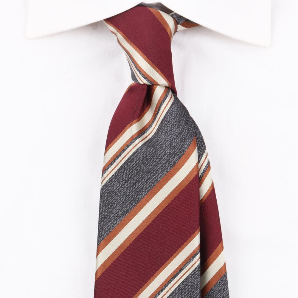 Cravată Bărbați Retro Roșu Închis Britanic 8Cm Înaltă Sens Rochie Profesională Business Cu Dungi Nuntă Mire Tendință Nuntă