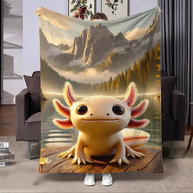 8 Sizes Cute Axolotl Printed Blanket Warm Soft and Comfortable Home Travel Blanket Sofa Bedding Cover Blanket Kids Gamer Gift
