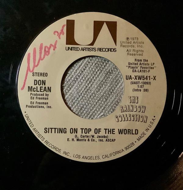 

7inch Record DON MCLEAN Sitting On Top Of The World UAXW541X United Artists 1973 US Rock Used