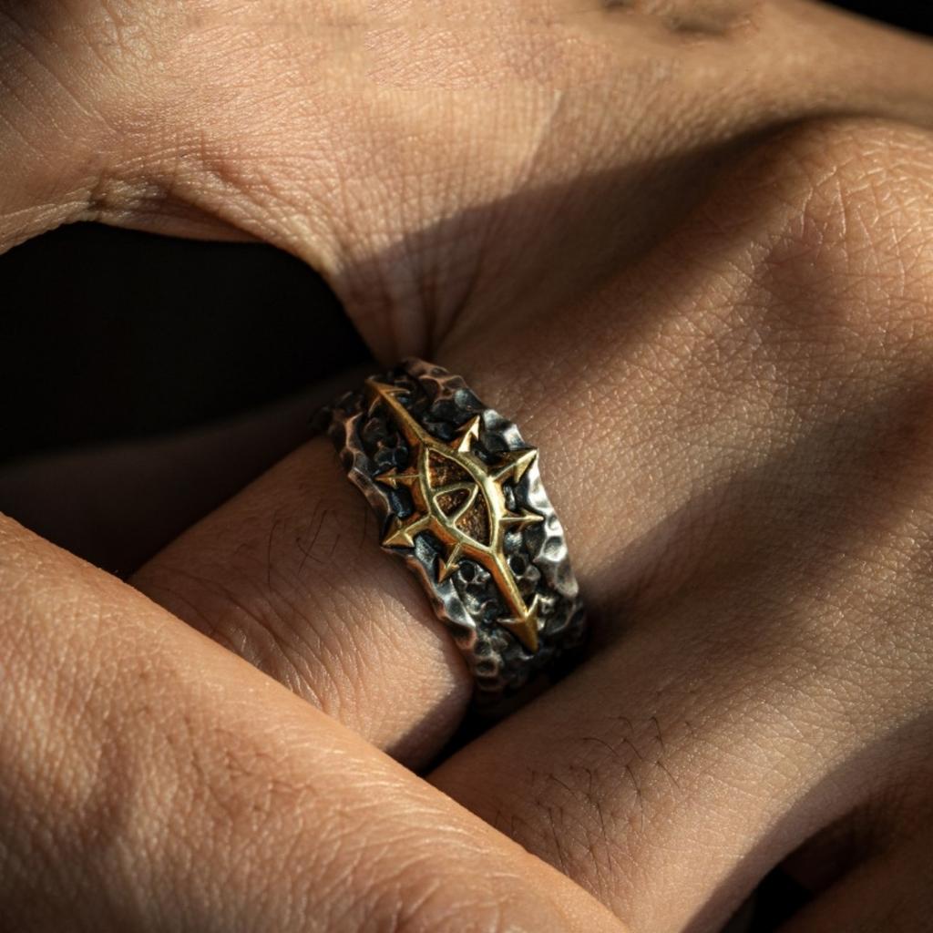 Retro The 13th Black Crusade Adjustable Open Ring For Men Punk Gothic Edgy Copper Jewelry Warhammer 40K Accessories Gift for Him