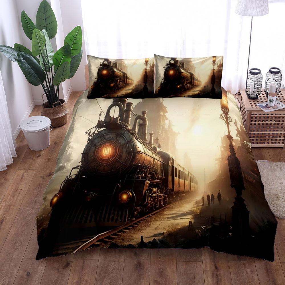 Steampunk Railroad Train Duvet Cover Set Usa King Queen Double Full Twin Single Size Bed Linen Set