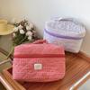 New Cotton Makeup Bag Cute Checkered Pattern Travel Toiletry Bag Multi-size Large Capacity Storage Wrist Bag Travel Use