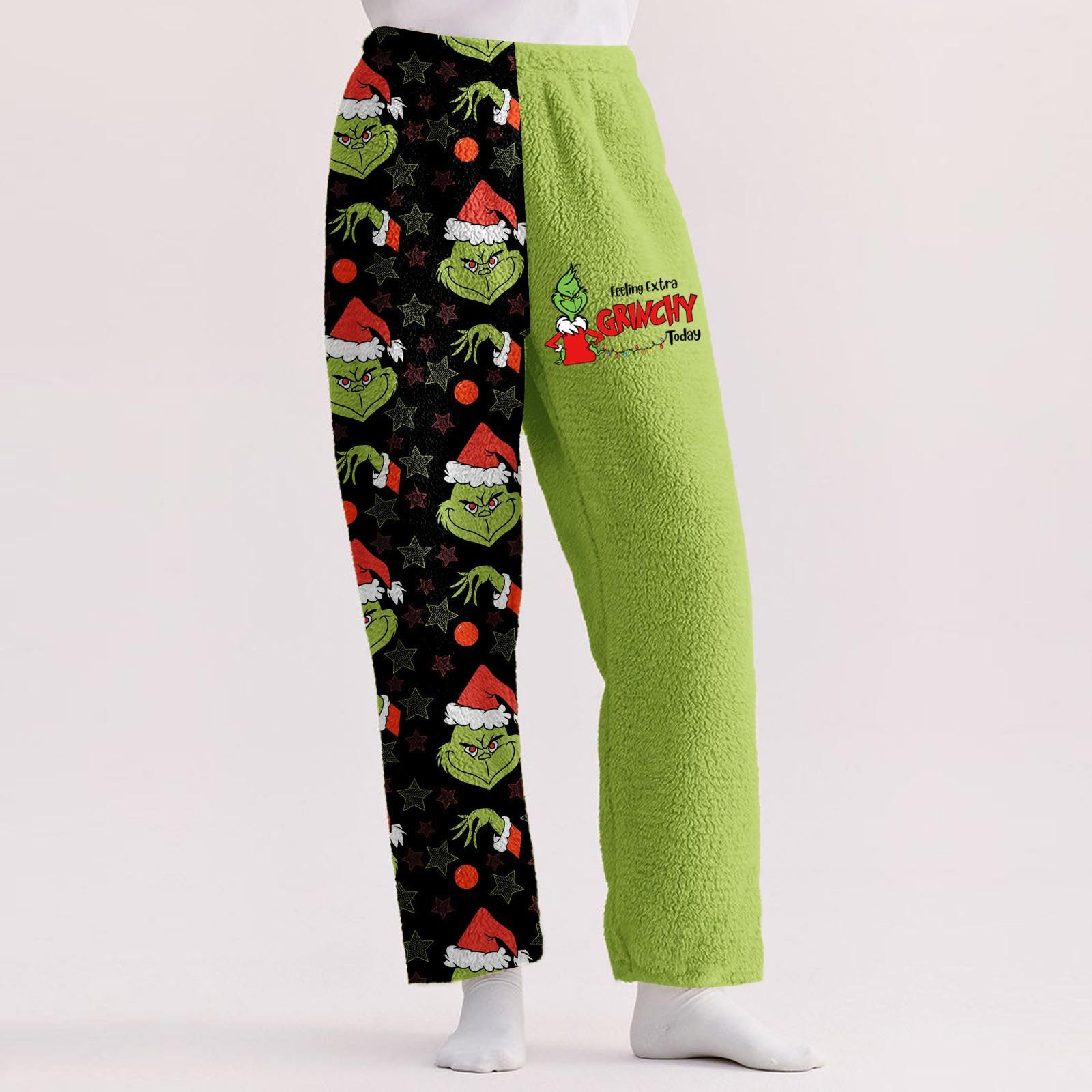 

Женские повседневные свободные фланелевые спальные брюки с рождественским принтом, плюшевые повседневные брюки, удобные спальные брюки L