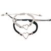 Creative Couple Black And White Bracelet With Hollow Love Heart Design Adjustable Alloy Bracelet