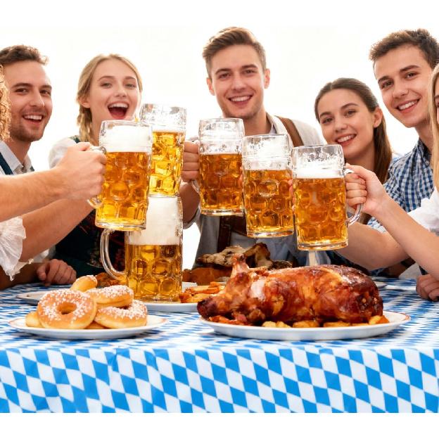Iceyyyy 3 Pieces Oktoberfest Tablecloths-Blue and White Checkered Table Cloths Rectangular Oktoberfest Bavarian Flag Tablecover for German