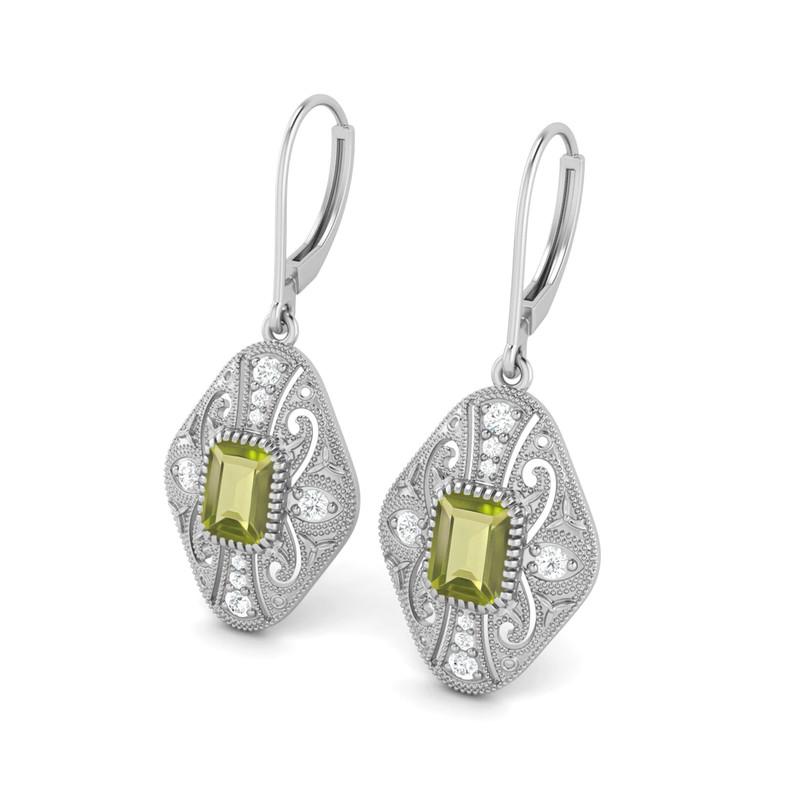 Peridot Filigree Dangle Women Wedding Earrings-925 Sterling Silver
