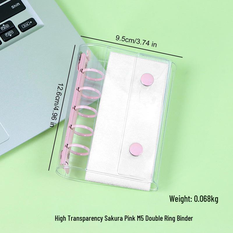 Macaron Color Tri-Fold Loose-Leaf Planner with Double-Buckle & Storage Pocket