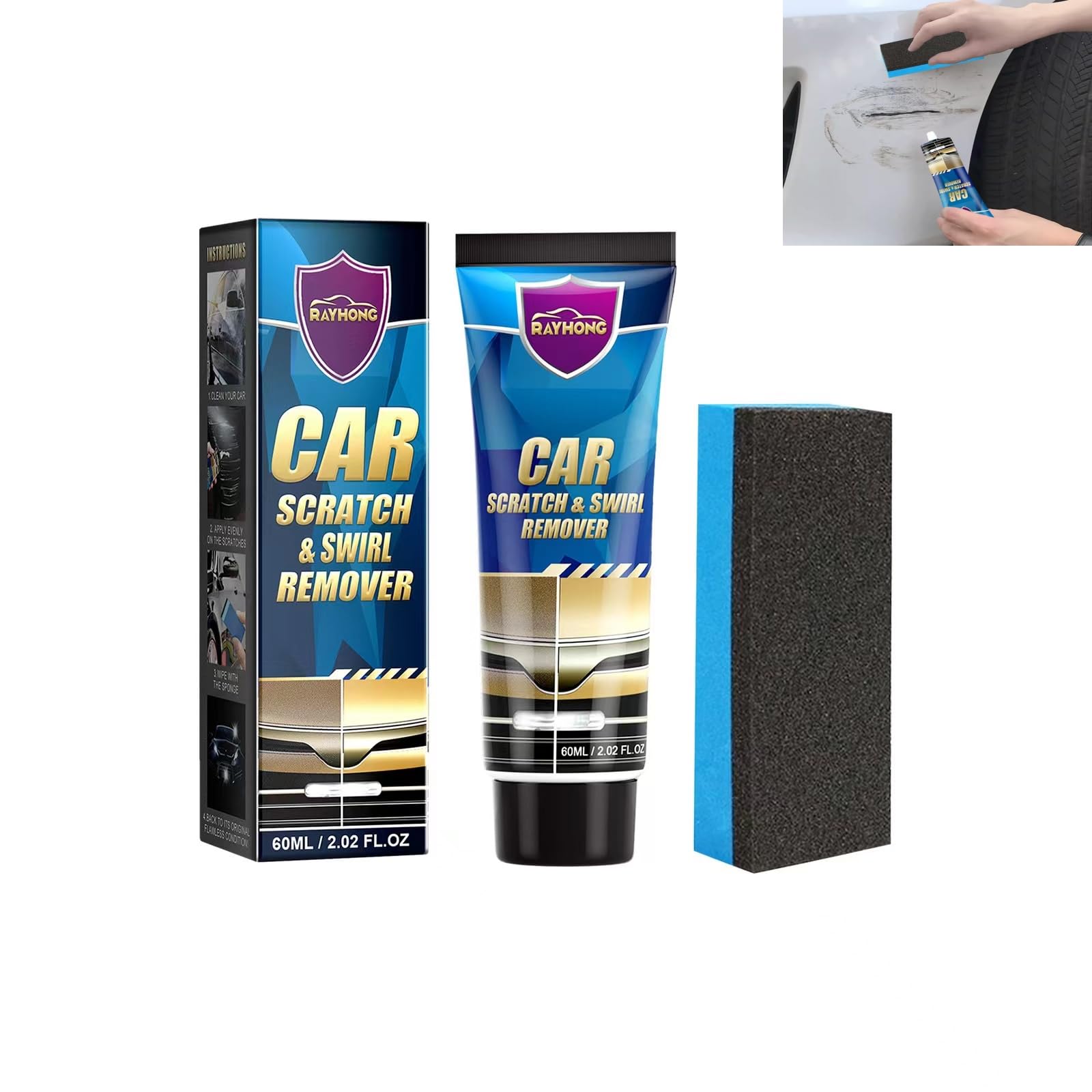 

Царапина на машине царапина на машине царапина на машине ремонт 2025 улучшенный царапина на машине царапина ремонт полировальный воск и губка Подходит для удаления царапин со всех автомобилей, ремонта,