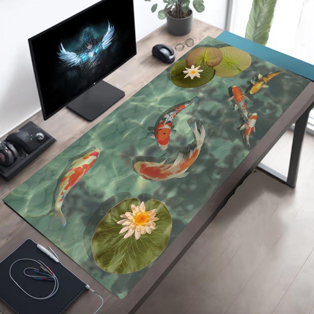 Japanese koi fish art Mouse Pad Computer Laptop Mouse Pad Office Large Gaming Mousepad Rubber Bottom Non-Slip Desk Mat 900X400