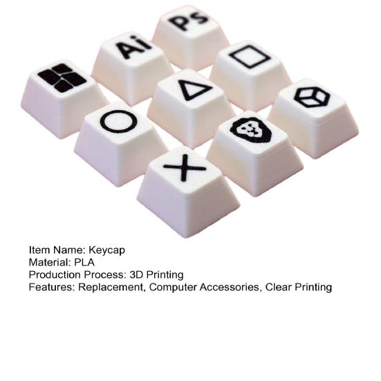 4/9Pcs 3D Printed Keycaps Game Controller Skull Round Triangle Square Symbols Universal Mechanical Keyboards Keycaps Replacement Computer Accessories