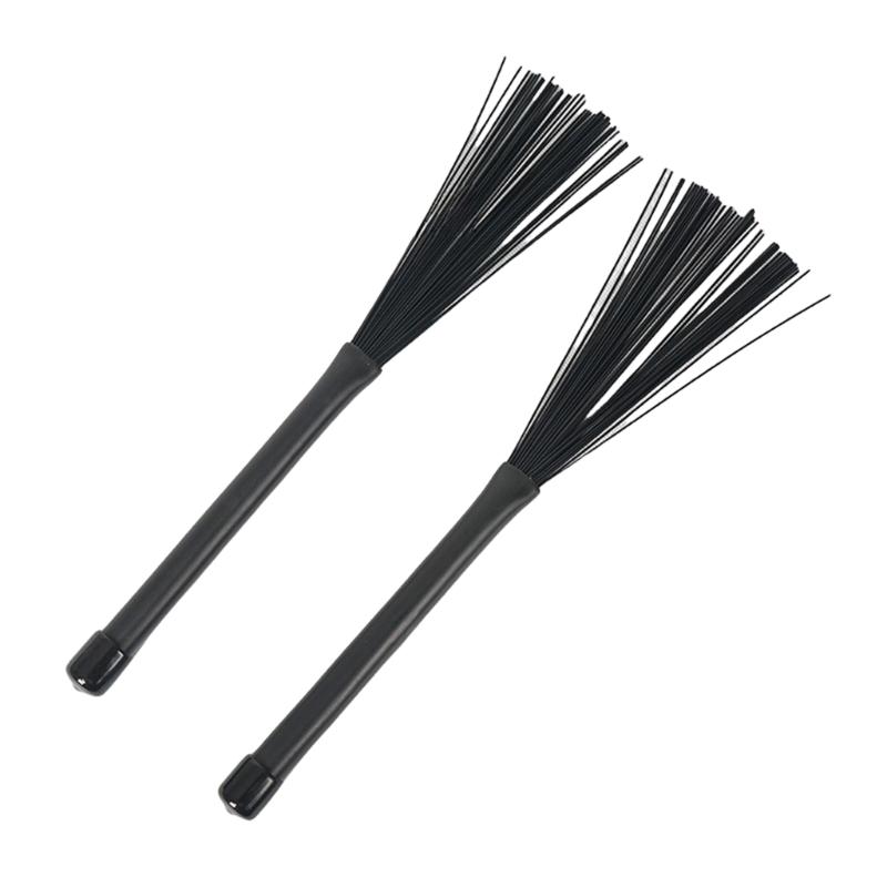 

1Pair Professional Nylon Drumsticks Brushes Replacement Retractable Wire Brush Rod Drum Sticks Brush Easy to Use чёрный