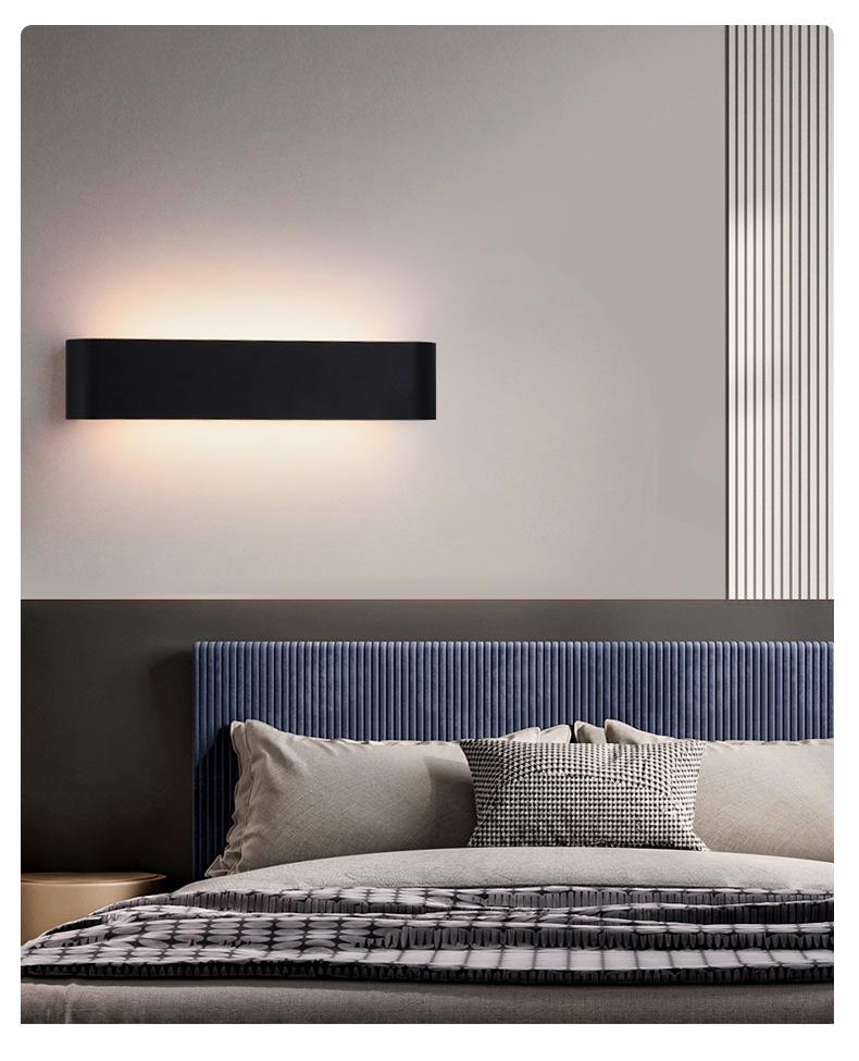 Black LED Wall Lamp: Dimmable Bedside Reading Light for Guest Room and Bedroom