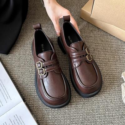Mode Comemore 2024 Style Français Petites Chaussures En Cuir Femmes Style Anglais Rétro Une Bande Marilyn Chaussures Printemps Mocassins À Semelle Souple
