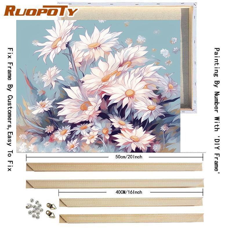 Frame Painting By Number Flower Drawing On Canvas Handmade Art Gift Diy Pictures By Number Kits Home Decor 40x50cm