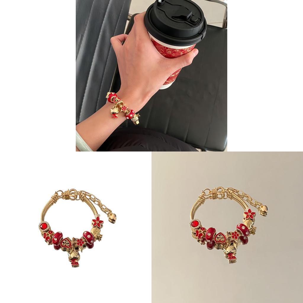 Hello Kitty Beaded Jewelry Necklace With Charm For Gift And Casual Wear