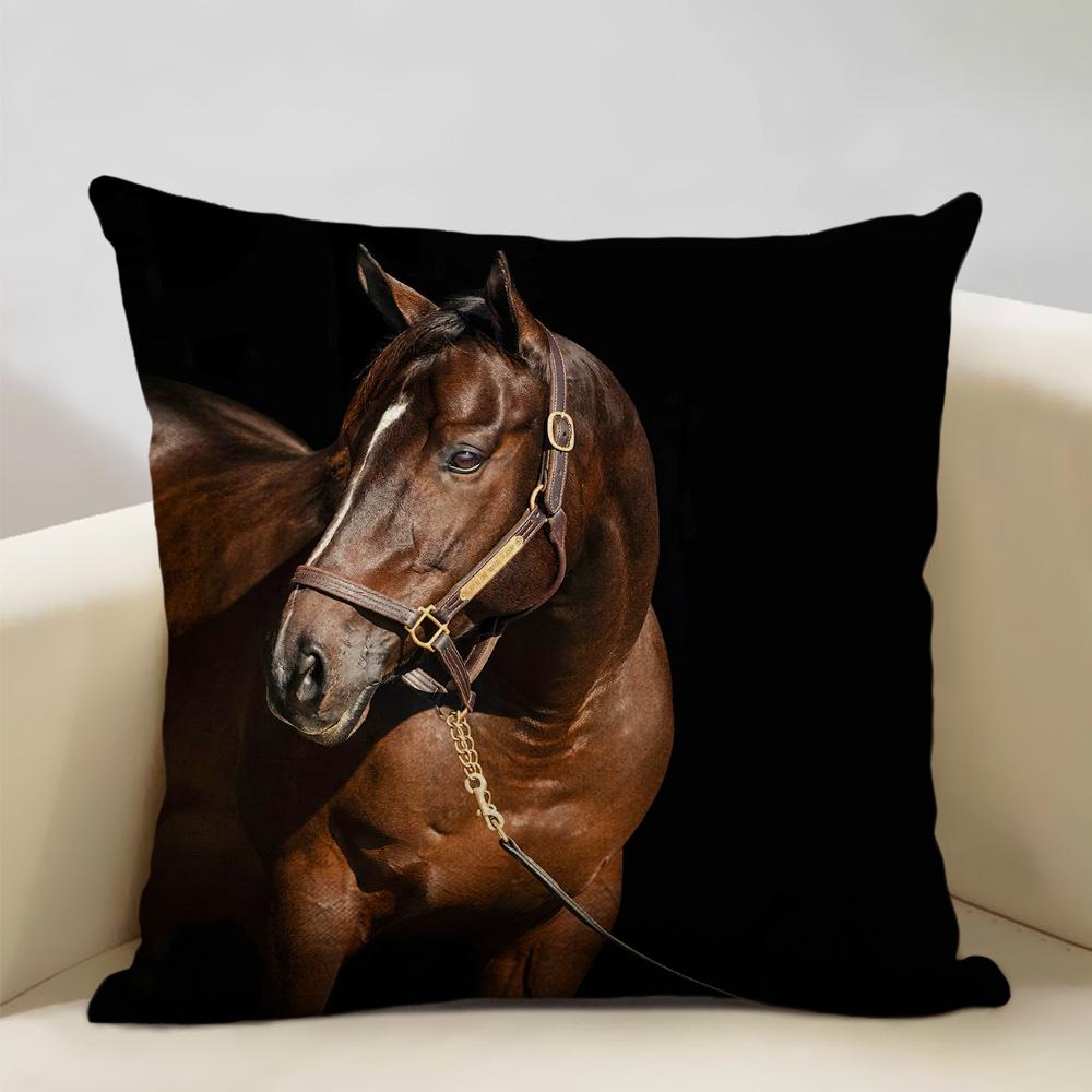 Funda de Cojín Animal Caballo Hermoso Patrón de Caballo Funda de Almohada para Sofá Decoración Artística para Sala de Estar en Casa Funda de Cojín 45x45cm Lino