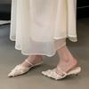 French Fairy Breathable Mesh Lace Bag Head Sandals Female Summer Kitten Heel Empty Single Shoes