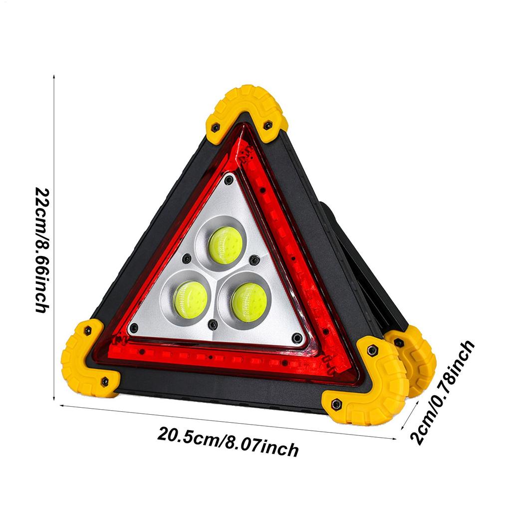 Luce LED Triangolare Pieghevole Lampada di Emergenza Impermeabile per Auto Segnalatore di Sicurezza Ricaricabile per Auto Camion Guasto Stradale