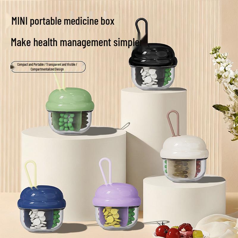 Compact 4-Grid Transparent Pill Box for Outdoor Travel