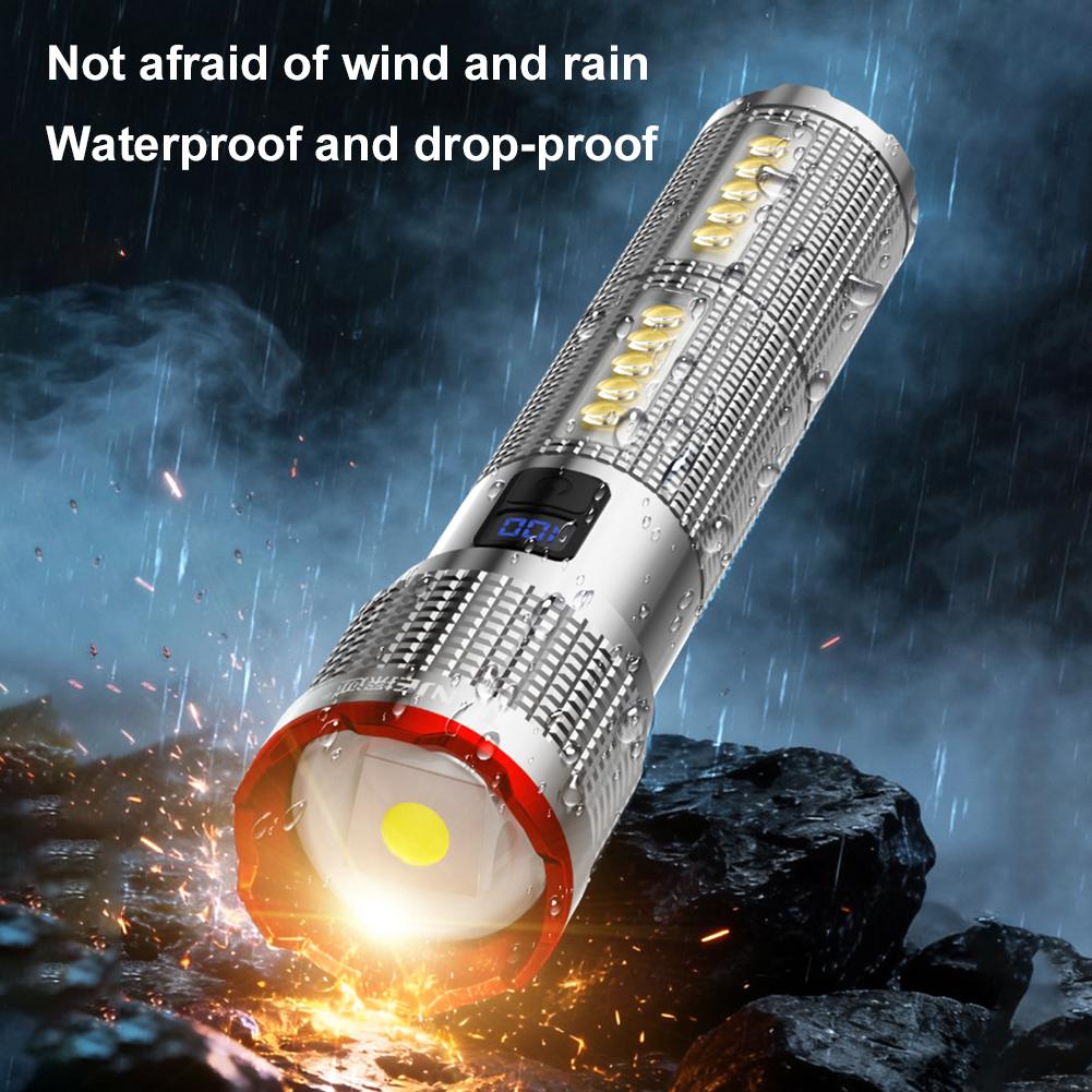 Powerful LED Flashlight Rechargeable Lamp Side Light Waterproof Tactical Lantern Handheld Torch Outdoor Camping Hiking