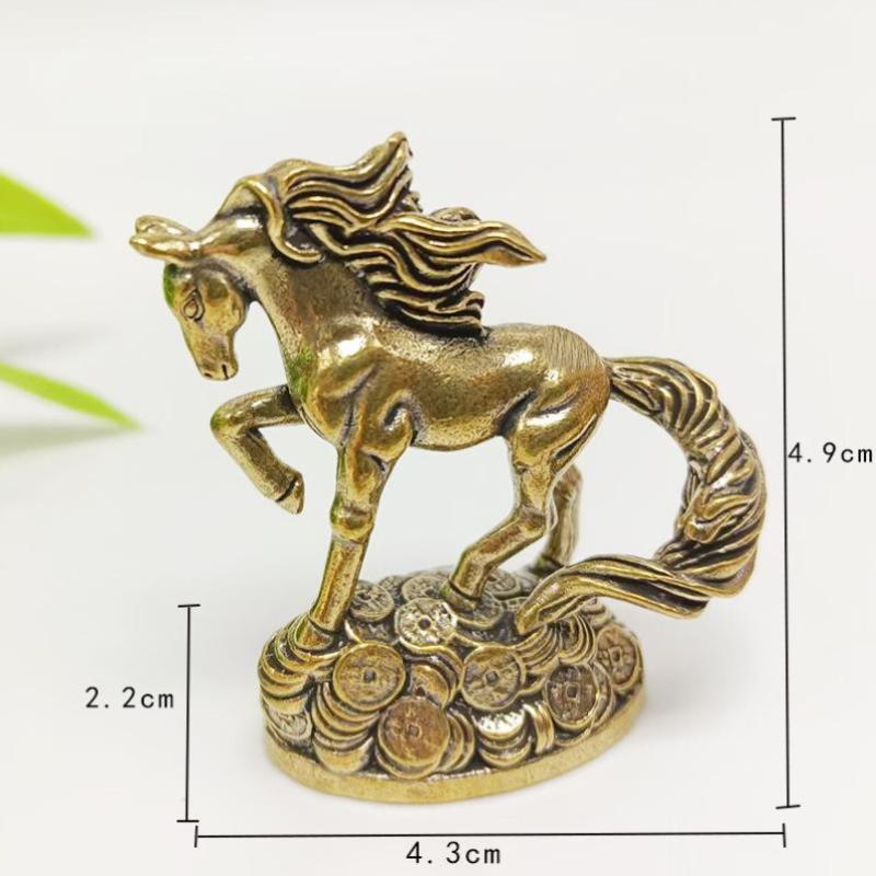 Brass Horse Desktop Ornament, Living Room Coffee Table Sculpture, Metal Craft, Home Decoration, Chinese Zodiac Horse Statue