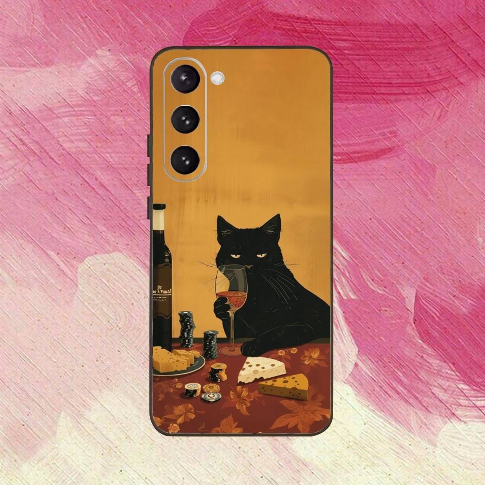 Funny Cat Daily Life Phone Case For Samsung Galaxy A73,A72,A71,A70,A53,A52,A51,Others Soft Black Cover
