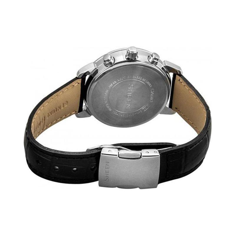 Casio SHEEN series three-hand three-eye unicorn date display Swarovski crystal embellishment waterproof quartz movement leather strap SHN-5010L-1A