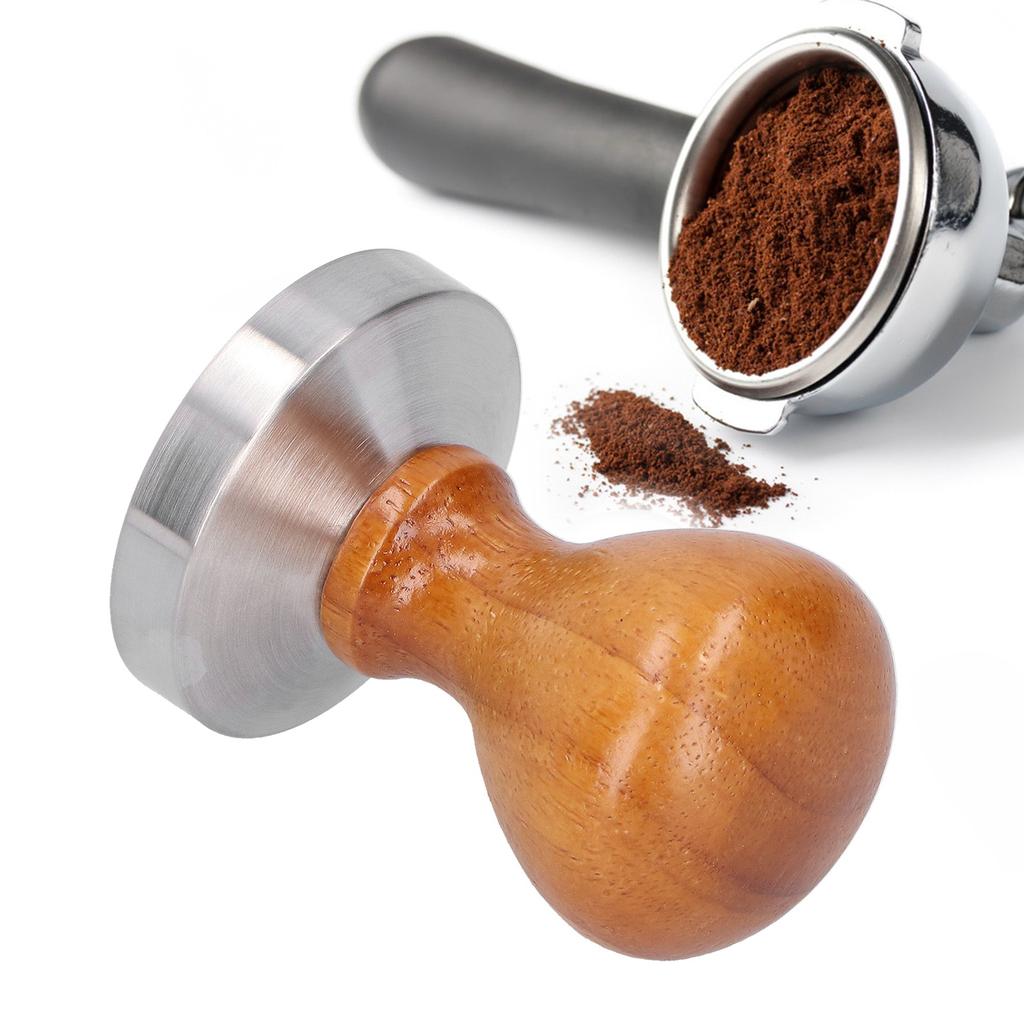 58mm Edelstahl Kaffeepulver Hammer Tamper mit Holzgriff Kaffeezubehör