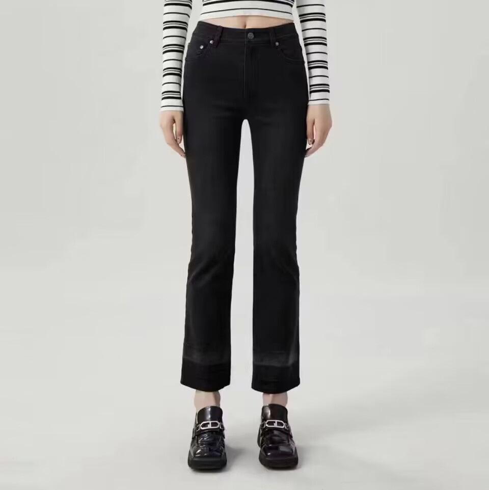 Ge s Women s 2024 Autumn/Winter High-Waisted Cropped Flare Stretch Jeans XS чёрный