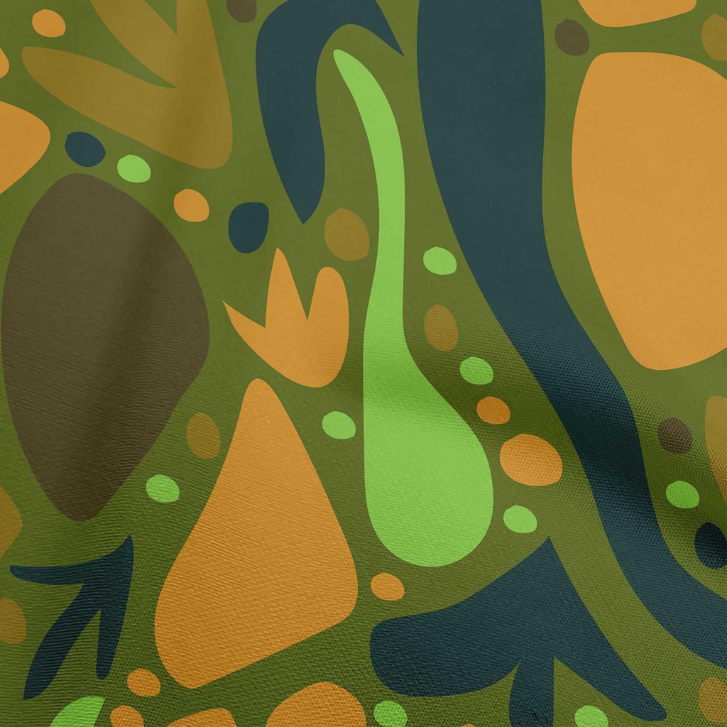 oneOone Țesătură Verde Cotton Flex cu Model Geometric Abstract Floral Pentru Cusut Țesătură Imprimată pentru Artizanat La Metru 40 Inch